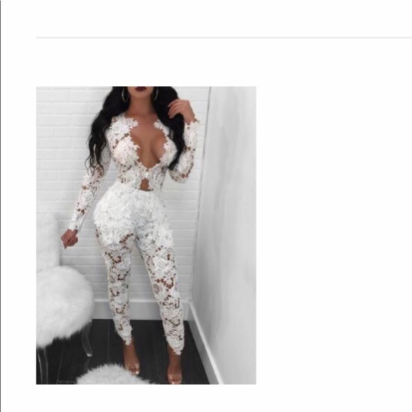 Crochet Lace Longsleeved Slinky Pantsuit 💋 - Picture 2 of 2